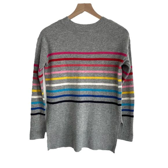 Gap Wool Blend Gray Rainbow Stripe Sweater Size XS - Picture 6 of 12